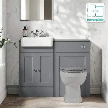 Monaco Fog Grey Basin Vanity and Back To Wall Toilet Unit 1000mm (Excludes Pan & Cistern)