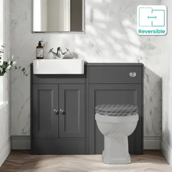 Monaco Slate Grey Basin Vanity and Back To Wall Toilet Unit 1000mm (Excludes Pan & Cistern)
