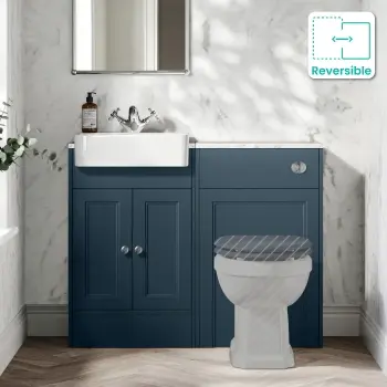 Monaco Navy Blue Combination Vanity Basin with Marble Top 1000mm (Excludes Pan & Cistern)