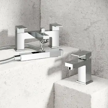 Lea Chrome Basin & Shower Bath Mixer Tap Set