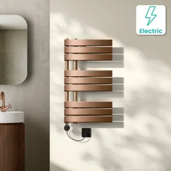 Seville Electric Brushed Copper Designer Flat Panel Heated Towel Rail 800x450mm