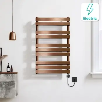 Santorini Electric Brushed Copper Flat Panel Heated Towel Rail 1000x600mm