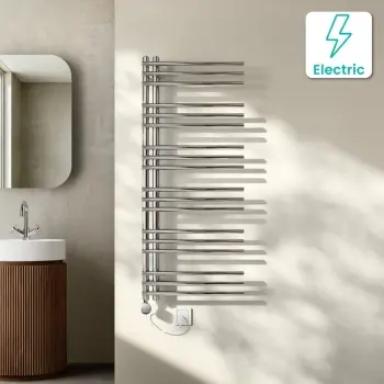 Cannes Electric Chrome Designer Heated Towel Rail 1200x500mm