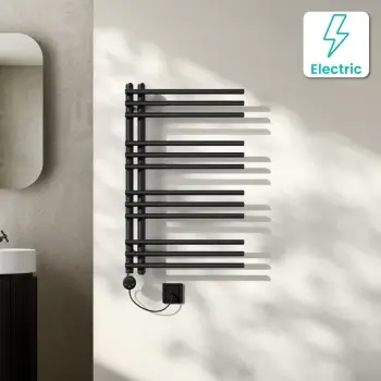 Cannes Electric Matt Black Designer Heated Towel Rail 800x500mm
