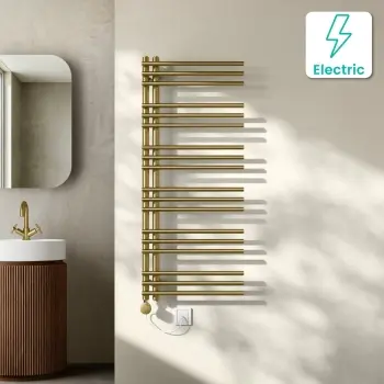Cannes Electric Brushed Brass Designer Heated Towel Rail 1200x500mm