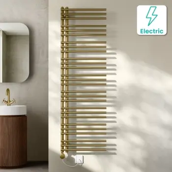 Cannes Electric Brushed Brass Designer Heated Towel Rail 1600x500mm