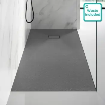 Berlin Rectangular Dark Grey Slate Effect SMC Composite Shower Tray 1800x800mm