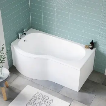 P Shaped 1500 Shower Bath - Left Handed
