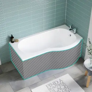 P Shaped 1500 Shower Bath - Right Handed