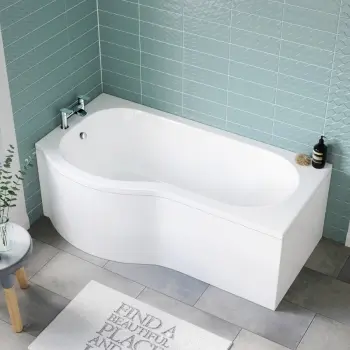 P Shaped 1600 Shower Bath - Left Handed
