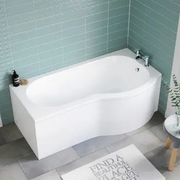 P Shaped 1600 Shower Bath - Right Handed