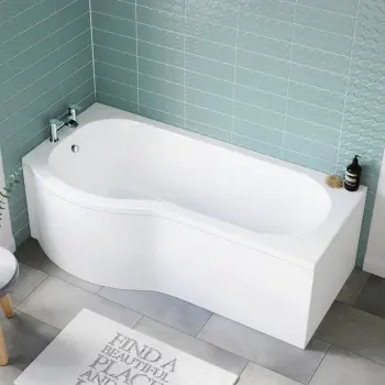 P Shaped 1700 Shower Bath - Left Handed
