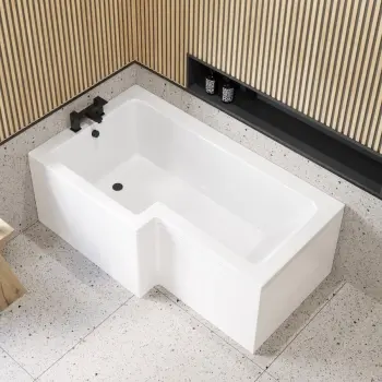 L Shaped 1500 Shower Bath - Left Handed