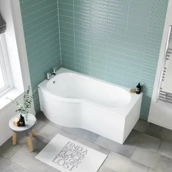 P Shaped 1600 Bath with Front Panel - Left Handed