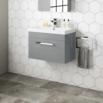 Avon Stone Grey Wall Hung Basin Drawer Vanity 600mm
