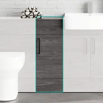 Harper Charcoal Elm Side Cabinet Unit 300mm - Black Accents