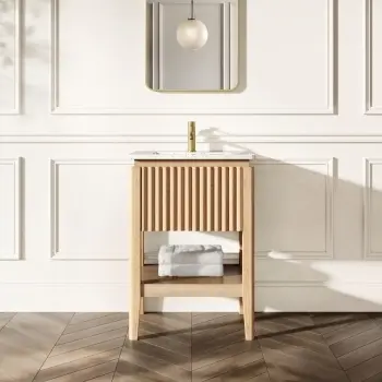 Maru Oak Carrara Marble Vanity Unit & Undermount Basin 600mm
