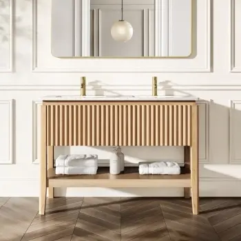 Maru Oak Carrara Marble Vanity Unit & Undermount Basin 1200mm