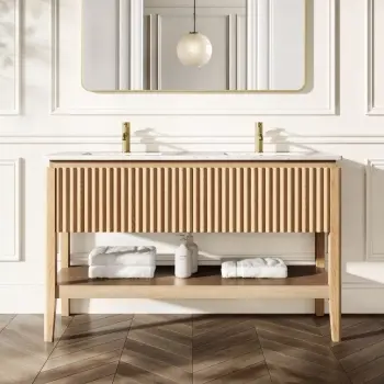 Maru Oak Carrara Marble Vanity Unit & Undermount Basin 1400mm