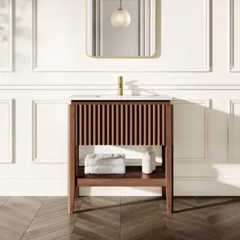 Maru Walnut Carrara Marble Vanity Unit & Undermount Basin 800mm