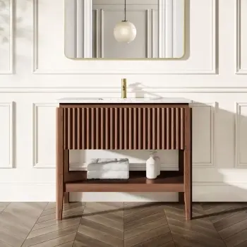 Maru Walnut Carrara Marble Vanity Unit & Undermount Basin 1000mm