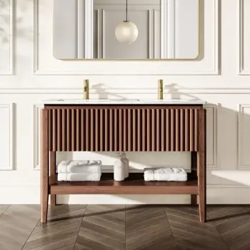 Maru Walnut Carrara Marble Vanity Unit & Undermount Basin 1200mm