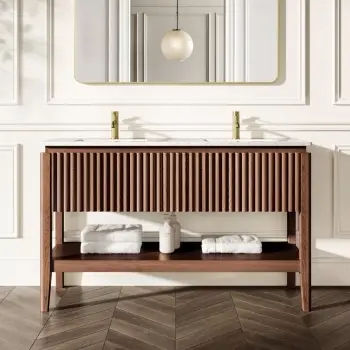 Maru Walnut Carrara Marble Vanity Unit & Undermount Basin 1400mm