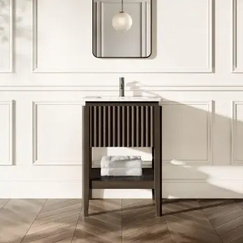 Maru Black Oak Carrara Marble Vanity Unit & Undermount Basin 600mm