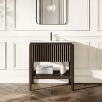 Maru Black Oak Carrara Marble Vanity Unit & Undermount Basin 800mm