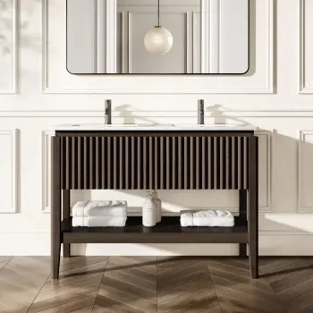Maru Black Oak Carrara Marble Vanity Unit & Undermount Basin 1200mm