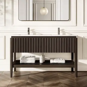 Maru Black Oak Carrara Marble Vanity Unit & Undermount Basin 1400mm