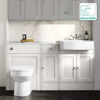Monaco Cotton White Combination Vanity Basin with Marble Top and Miami Toilet 1500mm