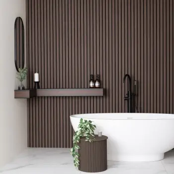Trepanel Aqua 3D® Waterproof Walnut Brown Wood Effect Slat Panels 3 Pack (Covers 1.39SQM)