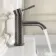 Suir Brushed Gunmetal Basin Mixer Tap with Knurled Detailing