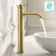 Suir Brushed Brass High Rise Basin Mixer Tap with Knurled Detailing