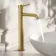 Suir Brushed Brass High Rise Basin Mixer Tap with Knurled Detailing