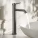Suir Brushed Gunmetal High Rise Basin Mixer Tap with Knurled Detailing