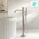 Suir Brushed Nickel Freestanding Bath Shower Mixer Tap with Knurled Detailing