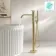 Suir Brushed Brass Freestanding Bath Shower Mixer Tap with Knurled Detailing