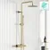 Suir Premium Brushed Brass Round Thermostatic Shower Set with Knurled Detailing
