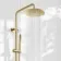 Suir Premium Brushed Brass Round Thermostatic Shower Set with Knurled Detailing