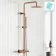 Suir Premium Brushed Copper Round Thermostatic Shower Set with Knurled Detailing