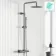 Suir Premium Brushed Gunmetal Round Thermostatic Shower Set with Knurled Detailing