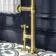 Gibraltar Small Brushed Brass Traditional Heated Towel Radiator (With Overhanging Rail)