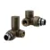 Antique Gold Angled Radiator Valves and lockshield pack (Pair) Standard 15mm