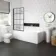 Zurich Easy Clean Matt Black Grid Bath Screen - 800mm