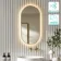 Adele Pill Brushed Brass Backlit Illuminated LED Mirror With BLUETOOTH Speaker 800x400mm