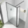 Munich Fluted Effect Matt Black Framed 8mm Wet Room Shower Glass 900mm & 250mm Pivotal Return Panel