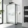 Munich Fluted Effect Matt Black Framed 8mm Wet Room Shower Glass 1100mm & 250mm Pivotal Return Panel