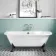 Harrow 1700mm Back To Wall Roll Top Bath - Black Claw Feet